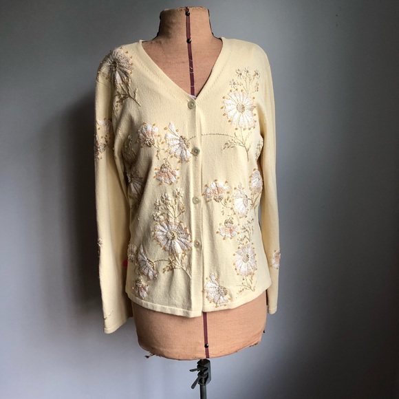 Talbots Yellow Dressy Button Cardigan Sweater - Picture 1 of 16